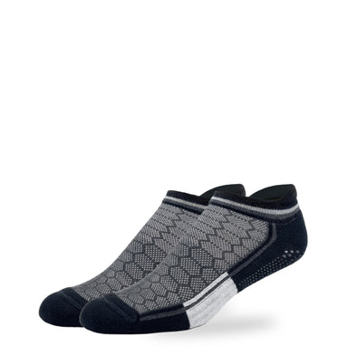 SILVER ANKLE GRIP SOCKS - BLACK